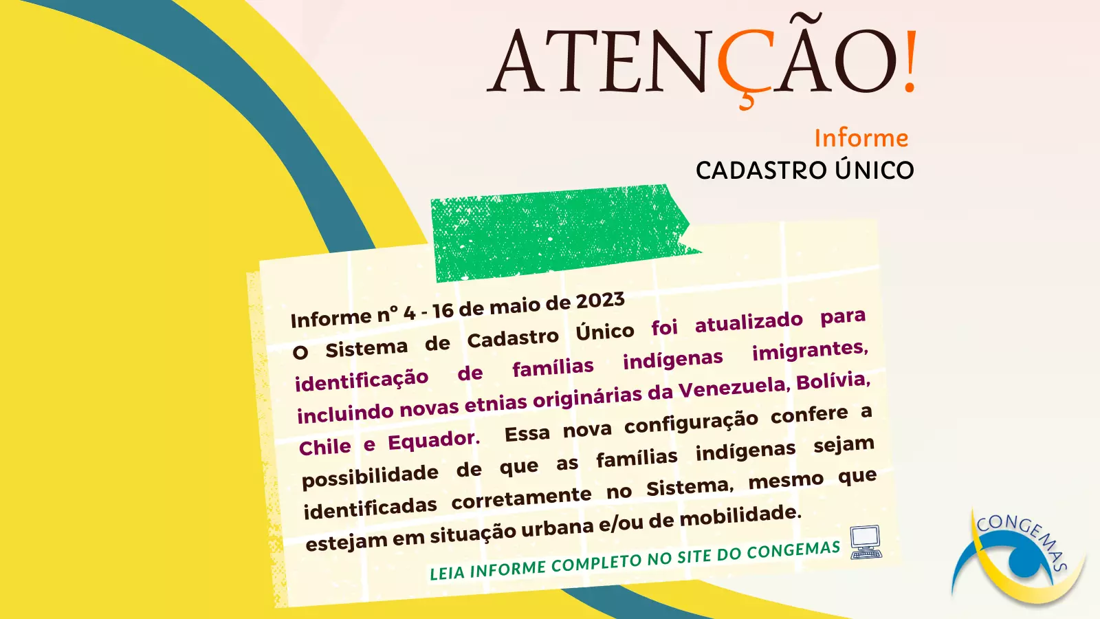 Informe Cadastro Único/MDAS - Informe nº 4 • 16 de maio de 2023